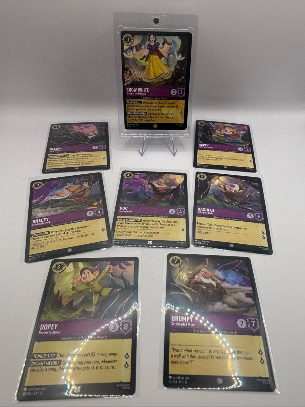 Disney Lorcana TCG Wilds Unknown Snow White Lot Of 11 Cards 7 Dwarves Queen Rare
